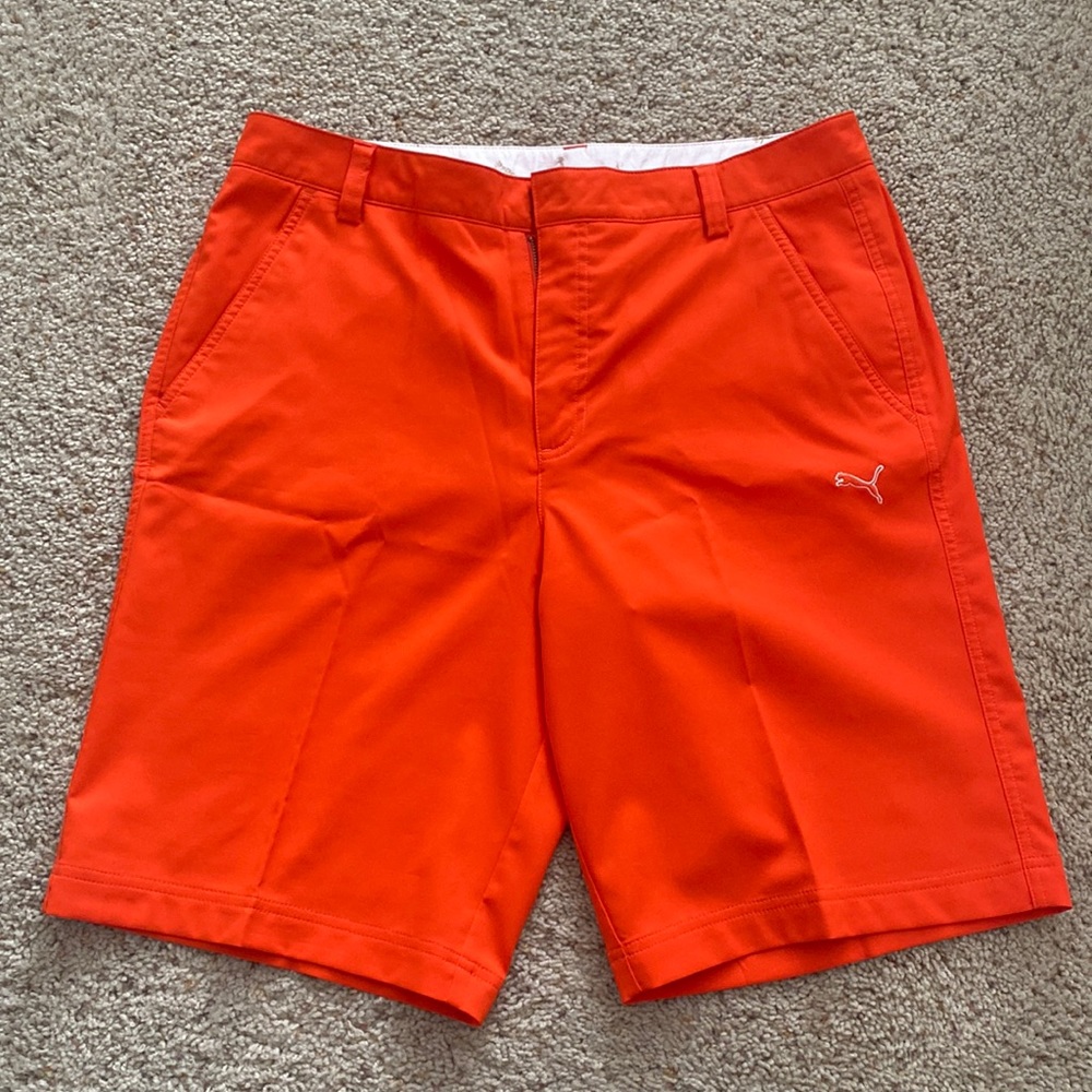 Puma orange golf shorts